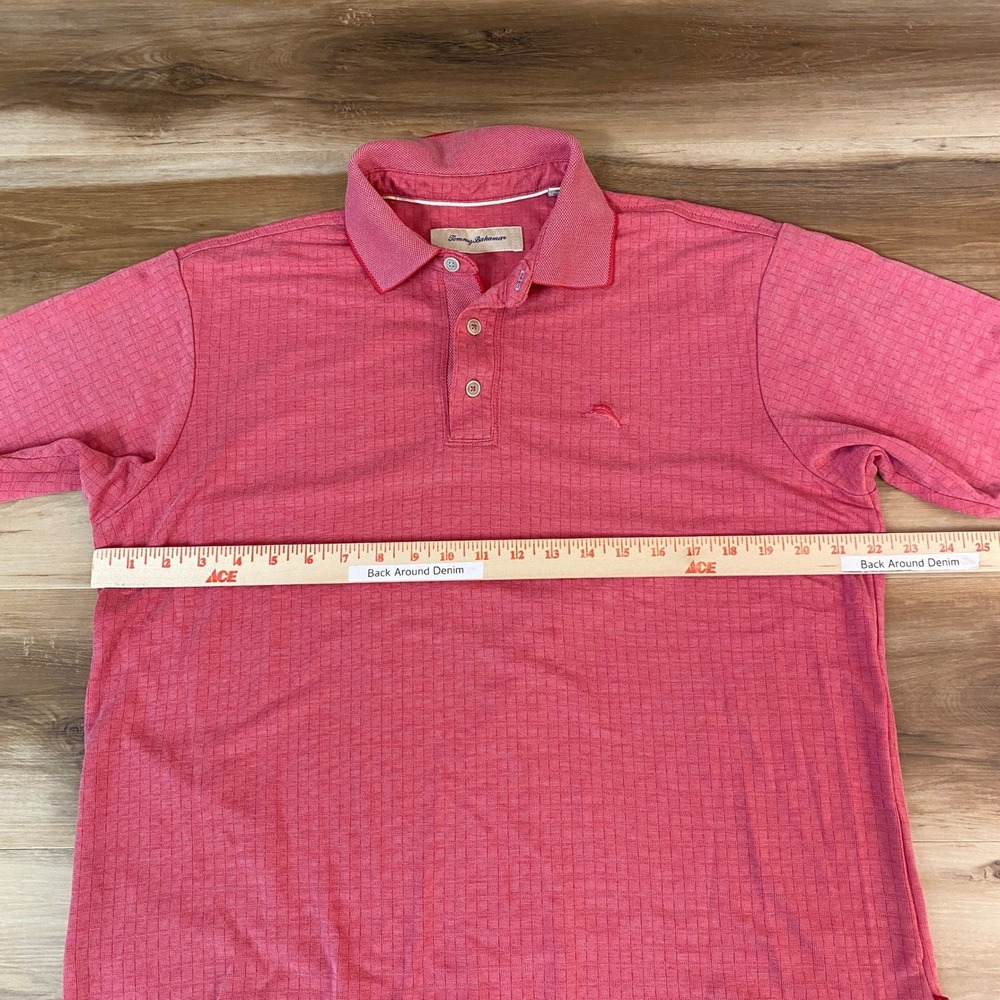 Tommy Bahama Mens Pink Textured Short Sleeve Polo Shirt Medium - Picture 9 of 12